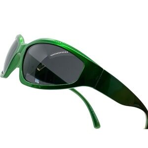 Green Frame Shield Sunglasses  Fishing Outdoor Workers Style Sporty Shades Gafas